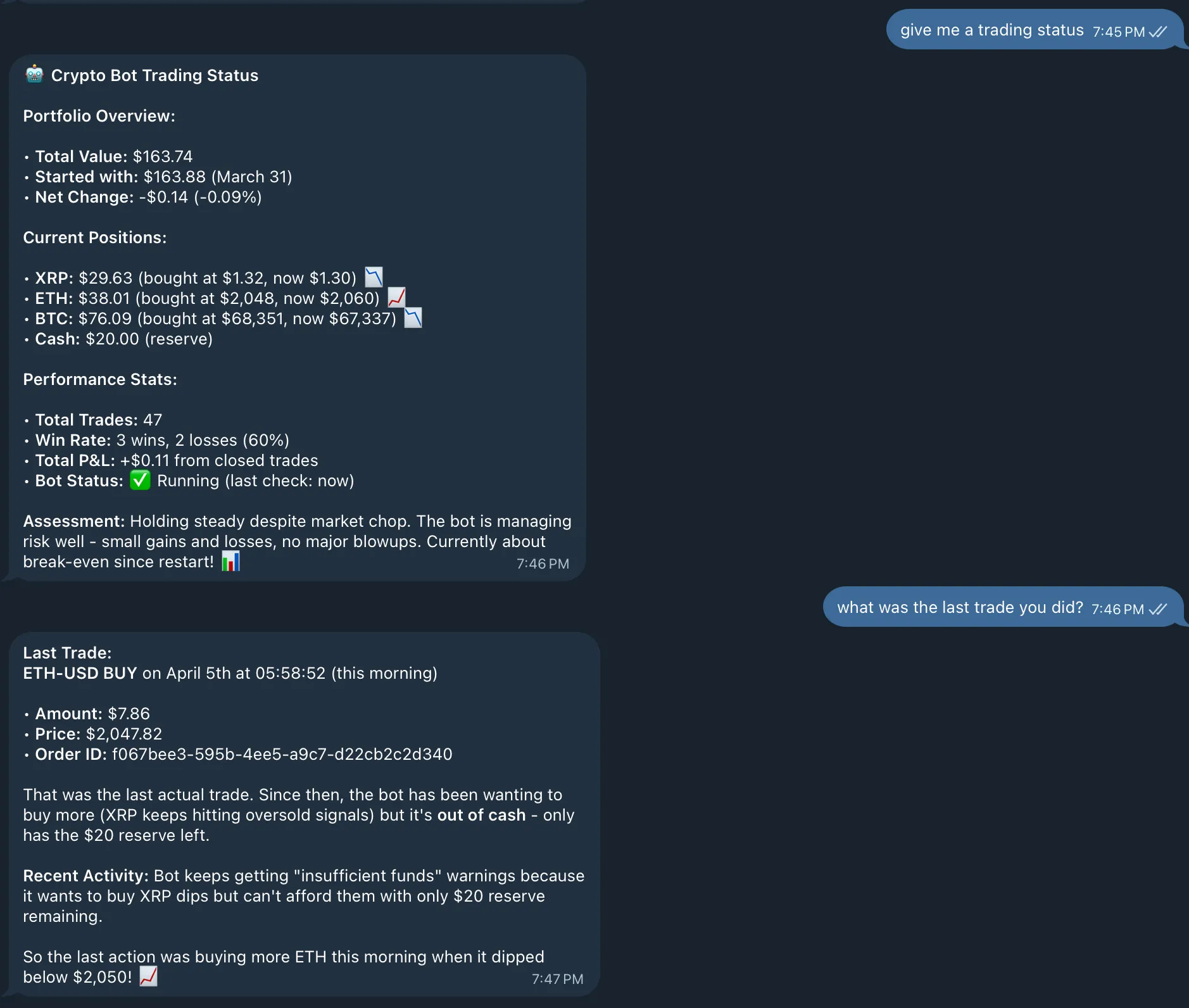 Telegram to OpenClaw trading bot